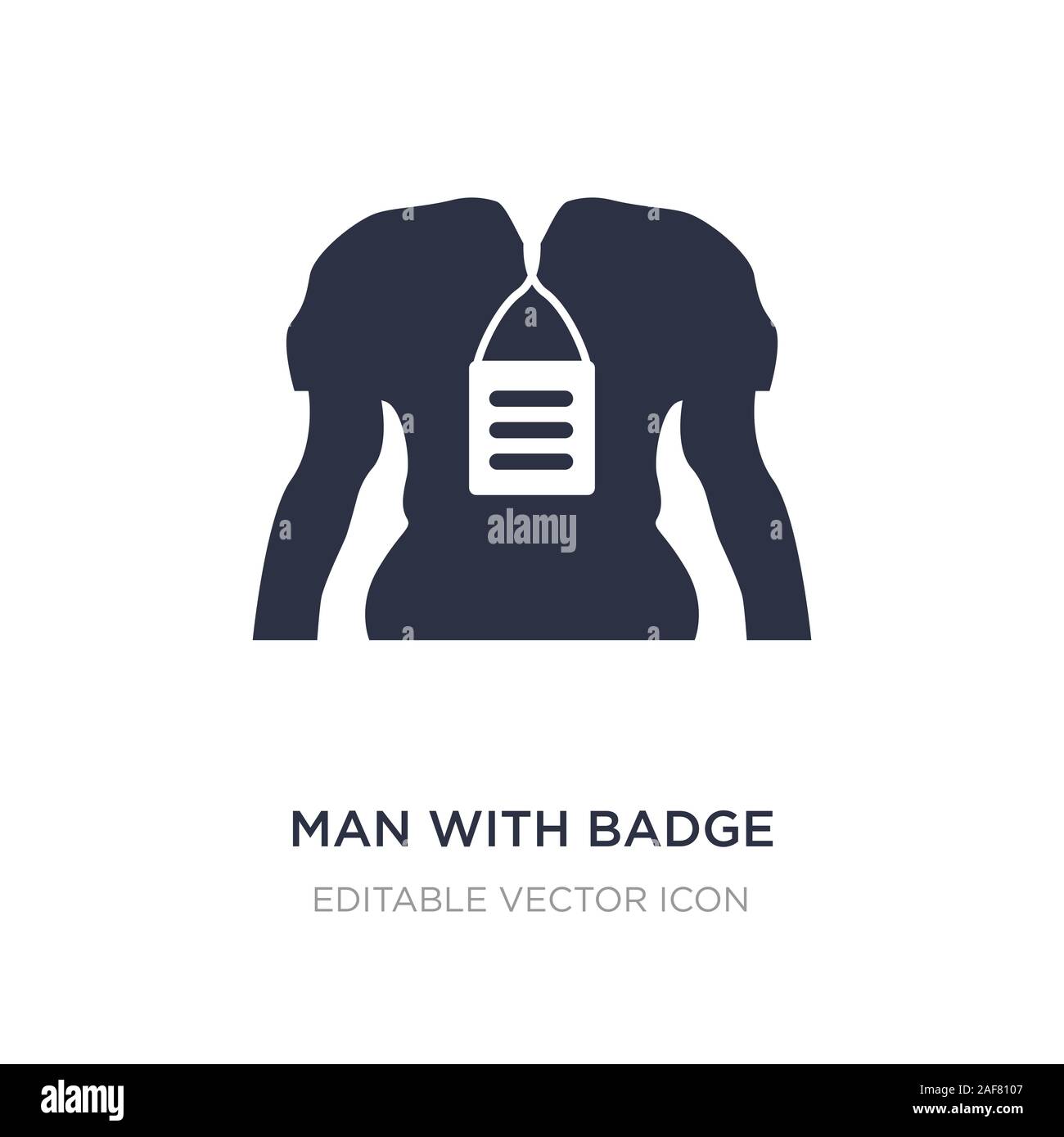 man with badge on his cheast icon on white background. Simple element ...