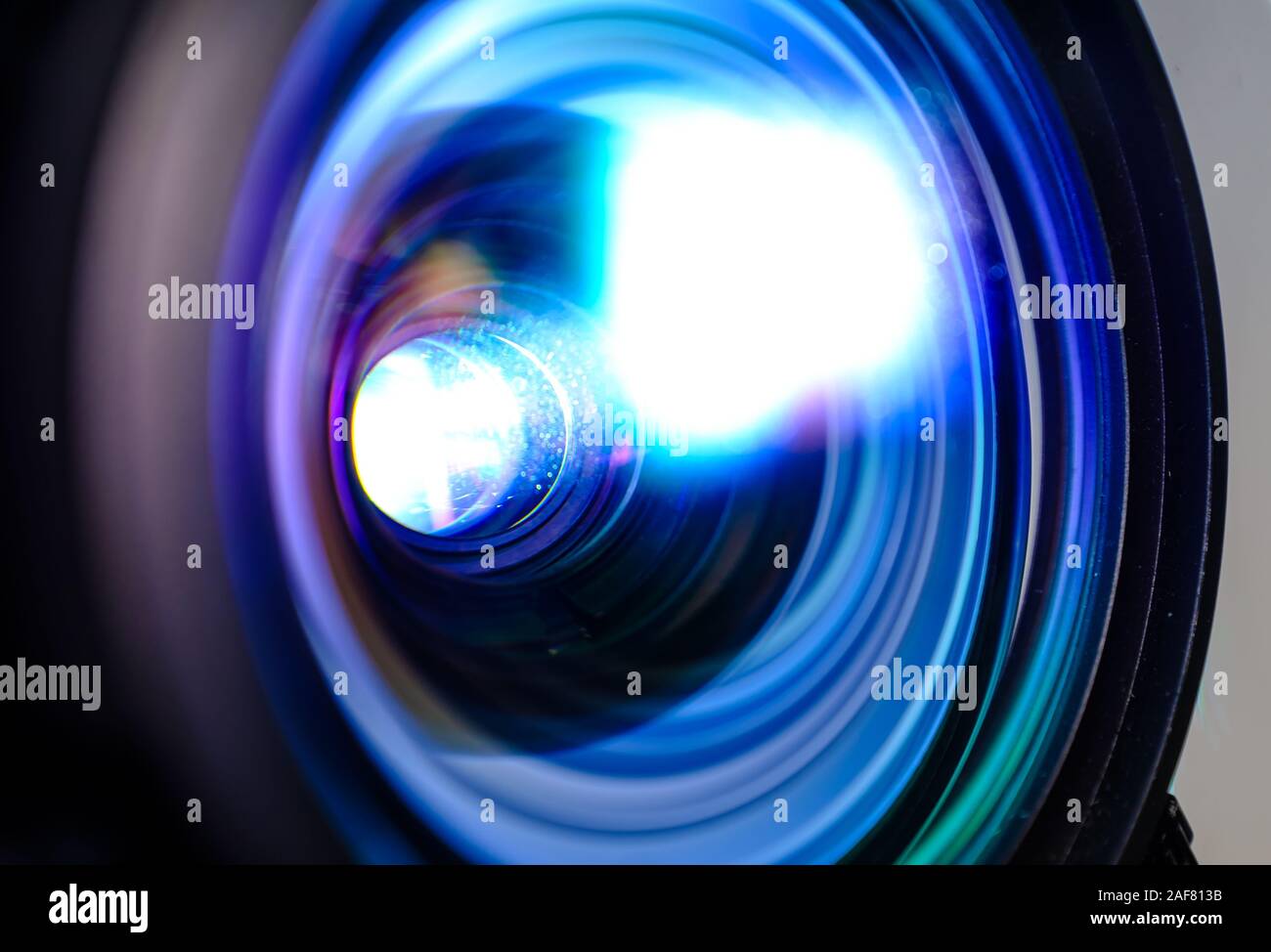 Projector shiny colorful glass lens closeup macro view Stock Photo Alamy