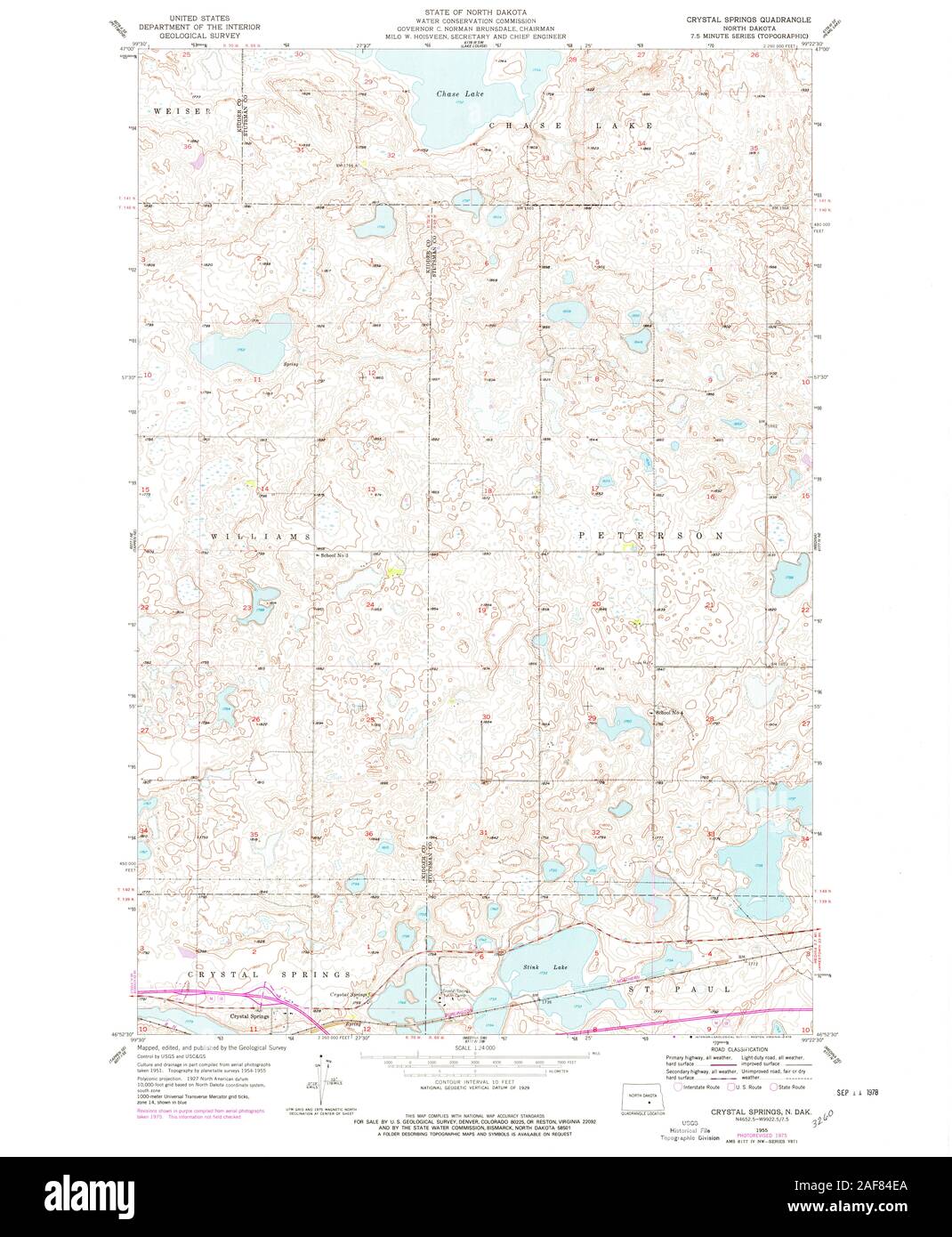 Map of crystal springs hi res stock - Usgs Topo Map North Dakota Nd Crystal Springs 283782 1955 24000 Restoration 2AF84EA 