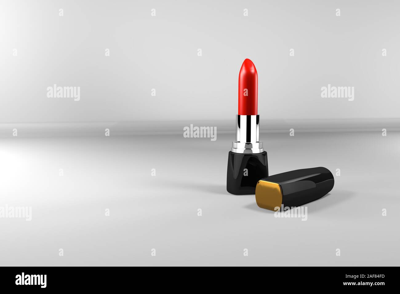 Red lipstick 3D Render closeup on white background track shot, loopable Stock Photo