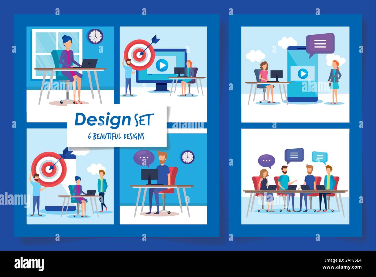 six designs of teamwork people and icons Stock Vector Image & Art - Alamy
