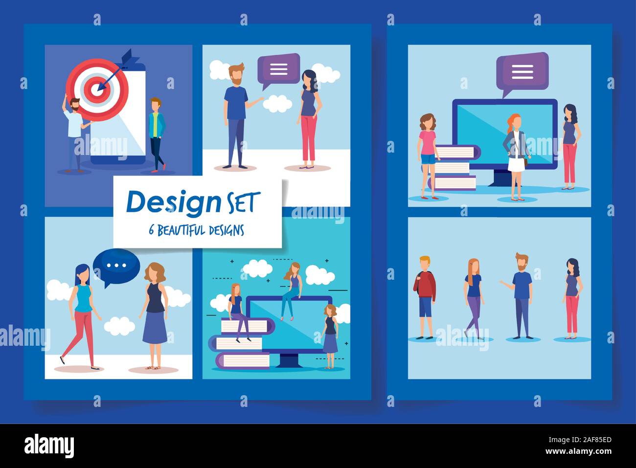 six designs of teamwork people and icons Stock Vector Image & Art - Alamy