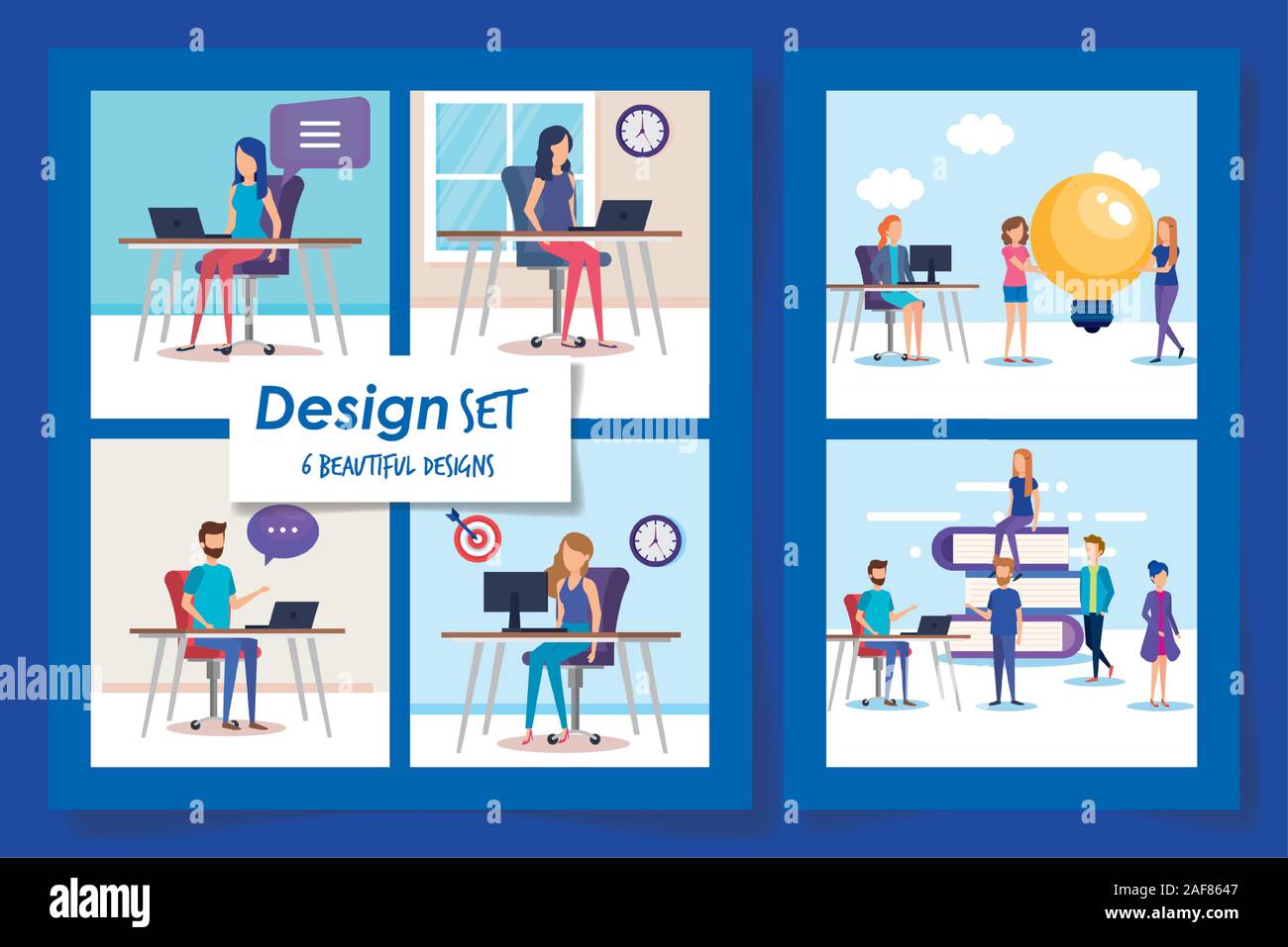 six designs of teamwork people and icons Stock Vector Image & Art - Alamy