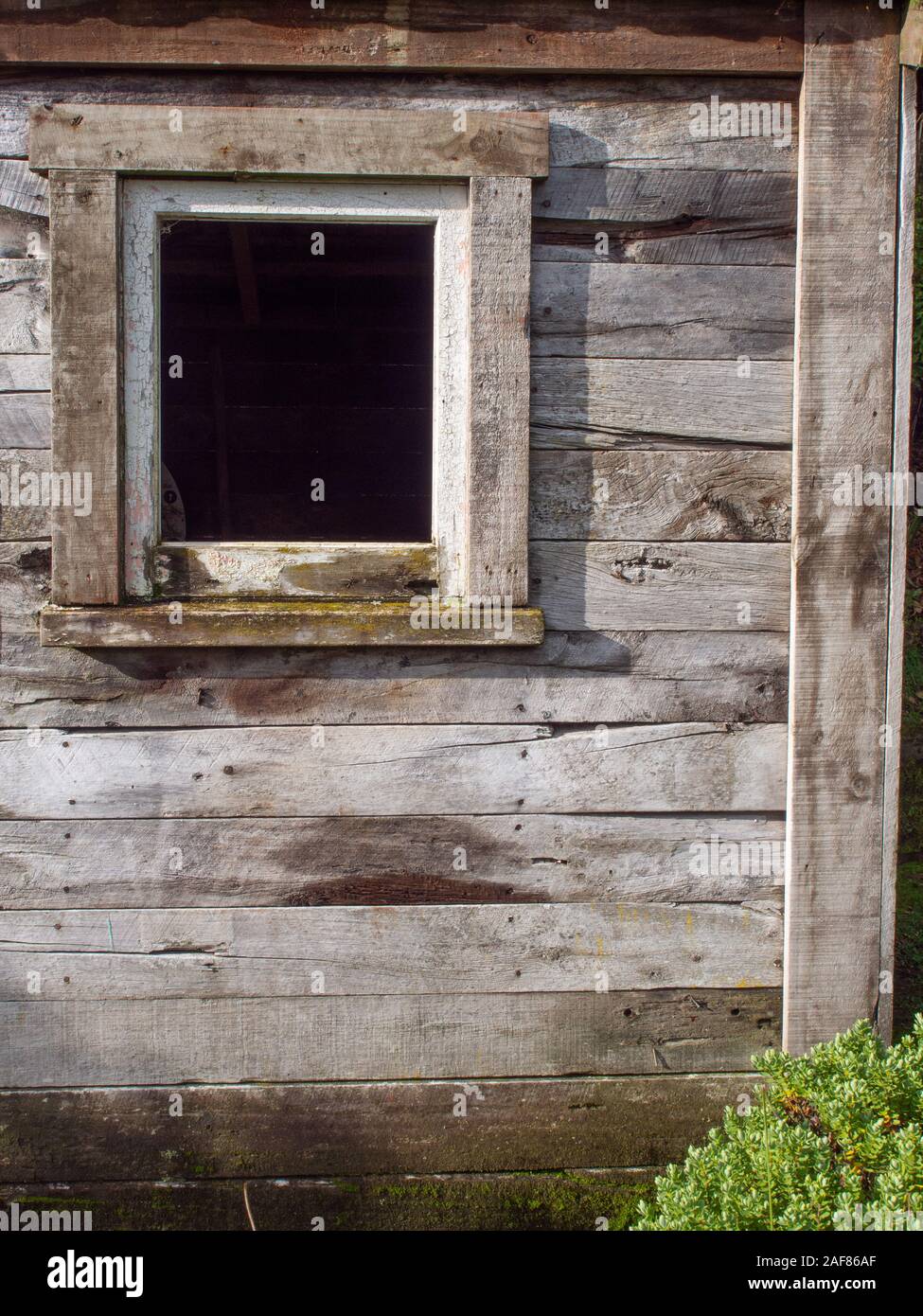 Square Window In A Wooden Shed Stock Photo Alamy