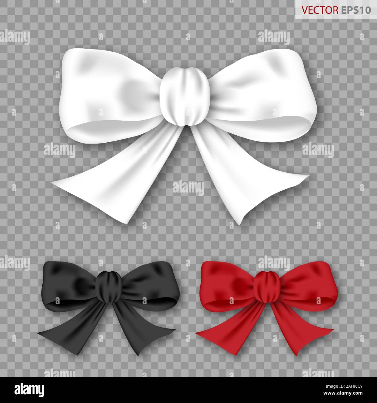 Set of realistic bows isolated on transparent background. Vector ...