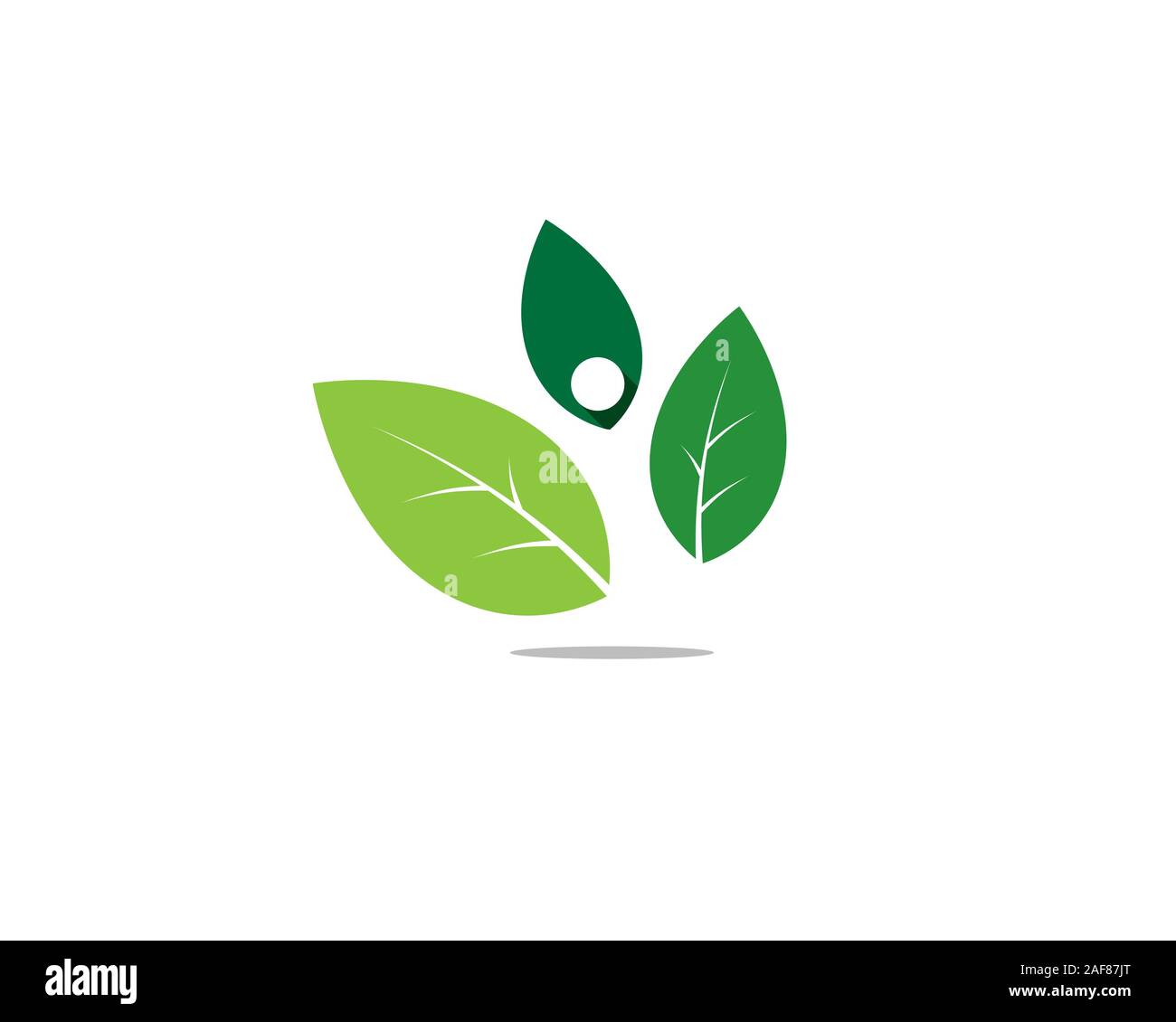 three leaves forming a healthy human figure negative space Stock Vector