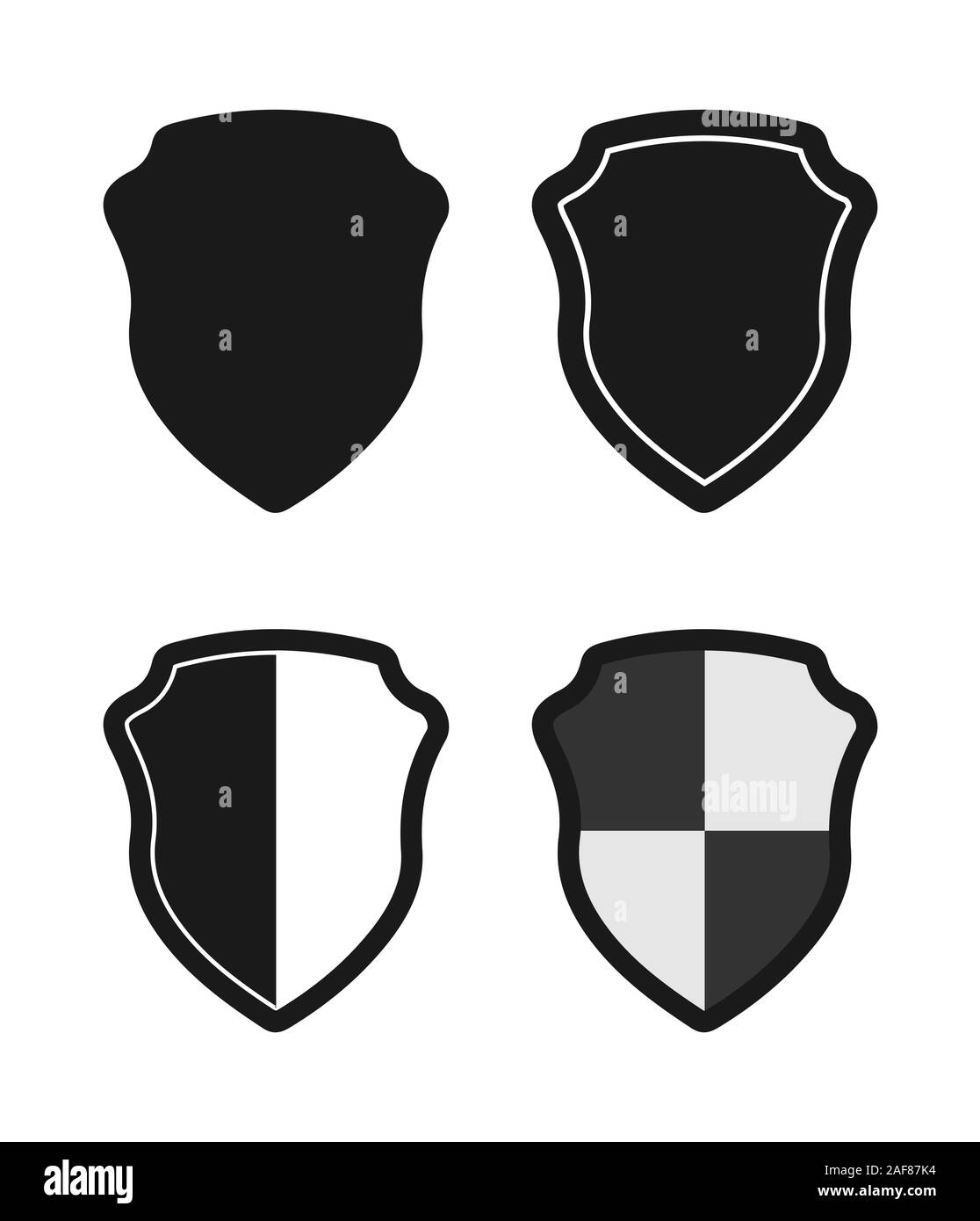 Heraldic vintage shield icon set. Flat style isolated on white background. Stock Vector