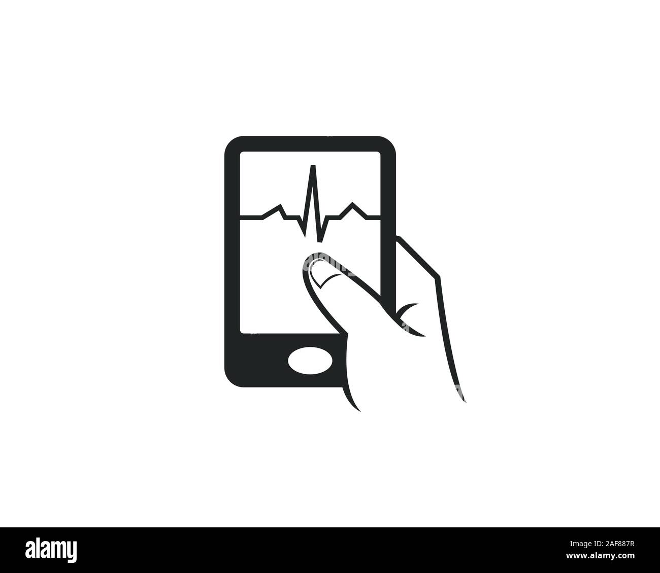cell phone touch apps icon contain cardio graph hearth beat attack suitable for medical company Stock Vector