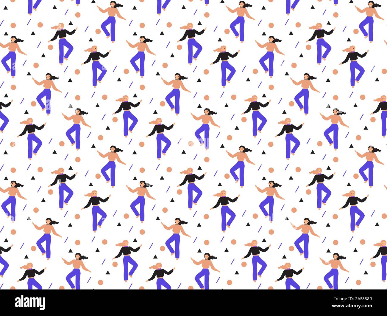 Modern hipster pattern retro man bright colors seamless pattern. Repeating texture, endless background. Vector illustration Stock Vector