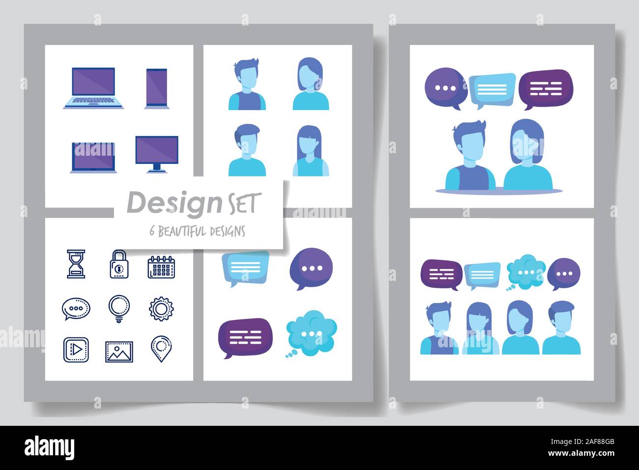 six designs of business set icons Stock Vector Image & Art - Alamy