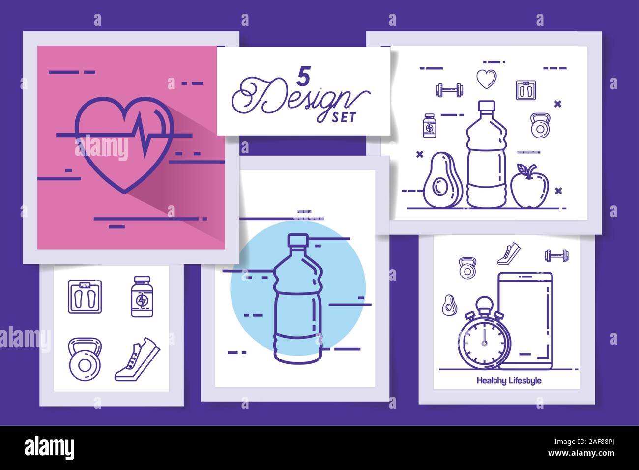 five designs of lifestyle healthy and icons Stock Vector Image & Art ...