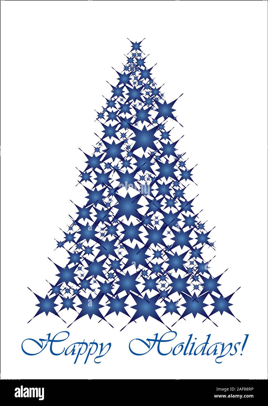 Christmas Card with unusual Blue Christmas Tree and wish of Happy ...