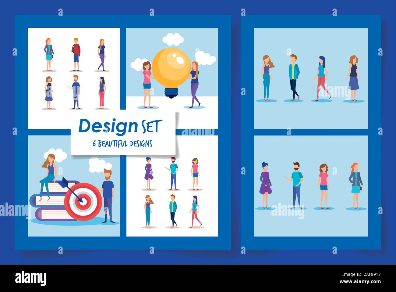 six designs of teamwork people and icons Stock Vector Image & Art - Alamy