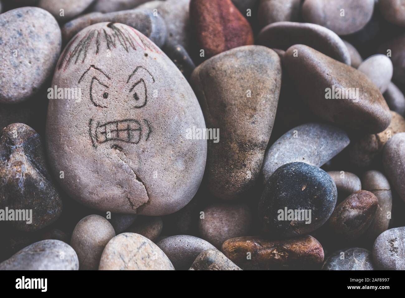 anger attack in an angry nasty face nervous mind neurology furious expression Stock Photo