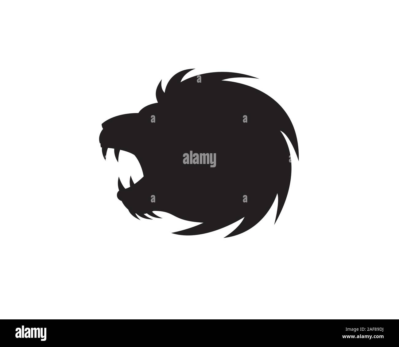 lion head silhouette roar showing teeth aggressively Stock Vector