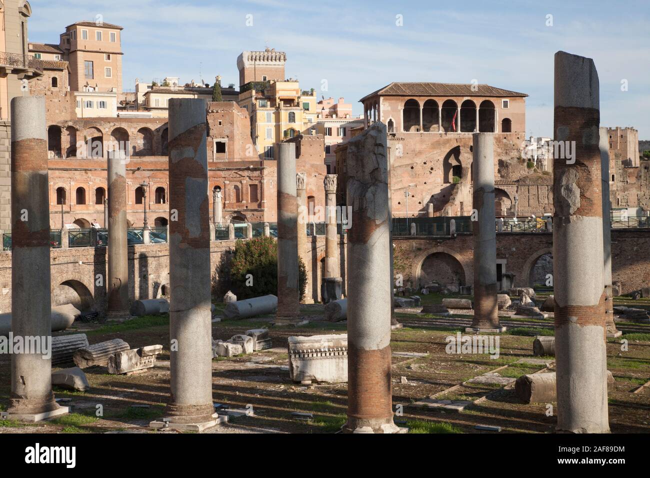 The Roman Forum is a forum (plaza) surrounded by the ruins of several government buildings and a tourist hotspot Stock Photo