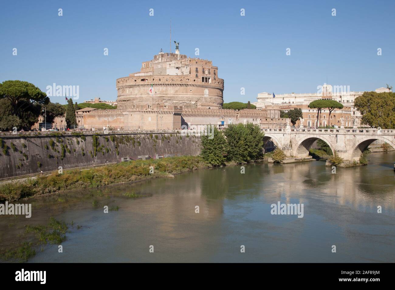 The Castel Sant'Angelo on the bank of the River Tiber in Rome is now a museum and popular tourist attraction Stock Photo