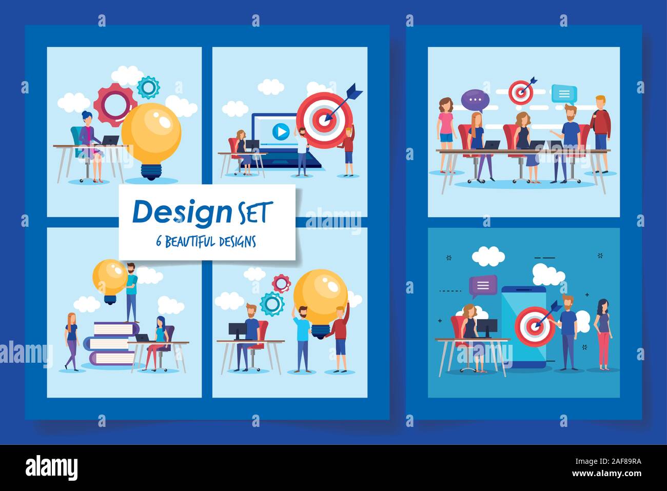 six designs of teamwork people and icons Stock Vector Image & Art - Alamy