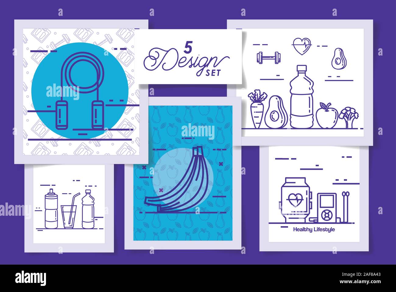 five designs of lifestyle healthy and icons Stock Vector Image & Art ...