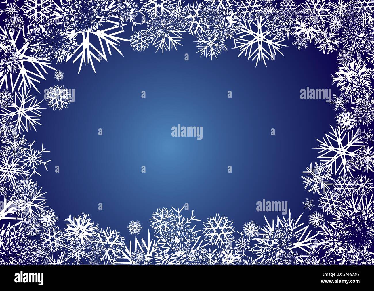 Blue Christmas Background With Frame made from Snowflakes, vector ...