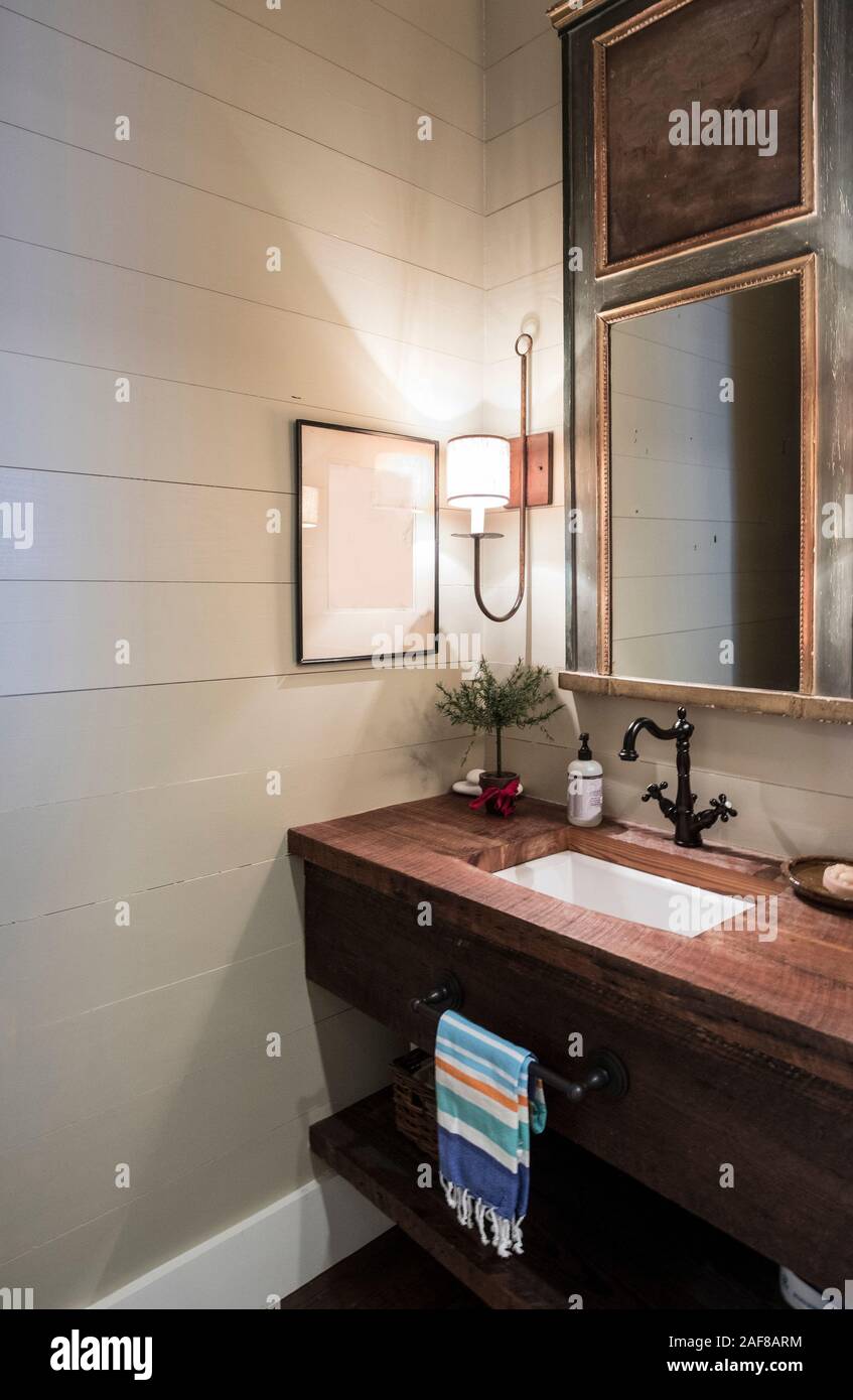 Rustic half bathroom with antique fittings Stock Photo - Alamy
