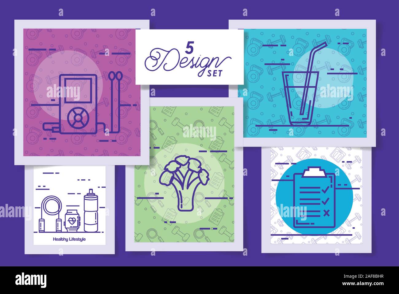 five designs of lifestyle healthy and icons Stock Vector Image & Art ...