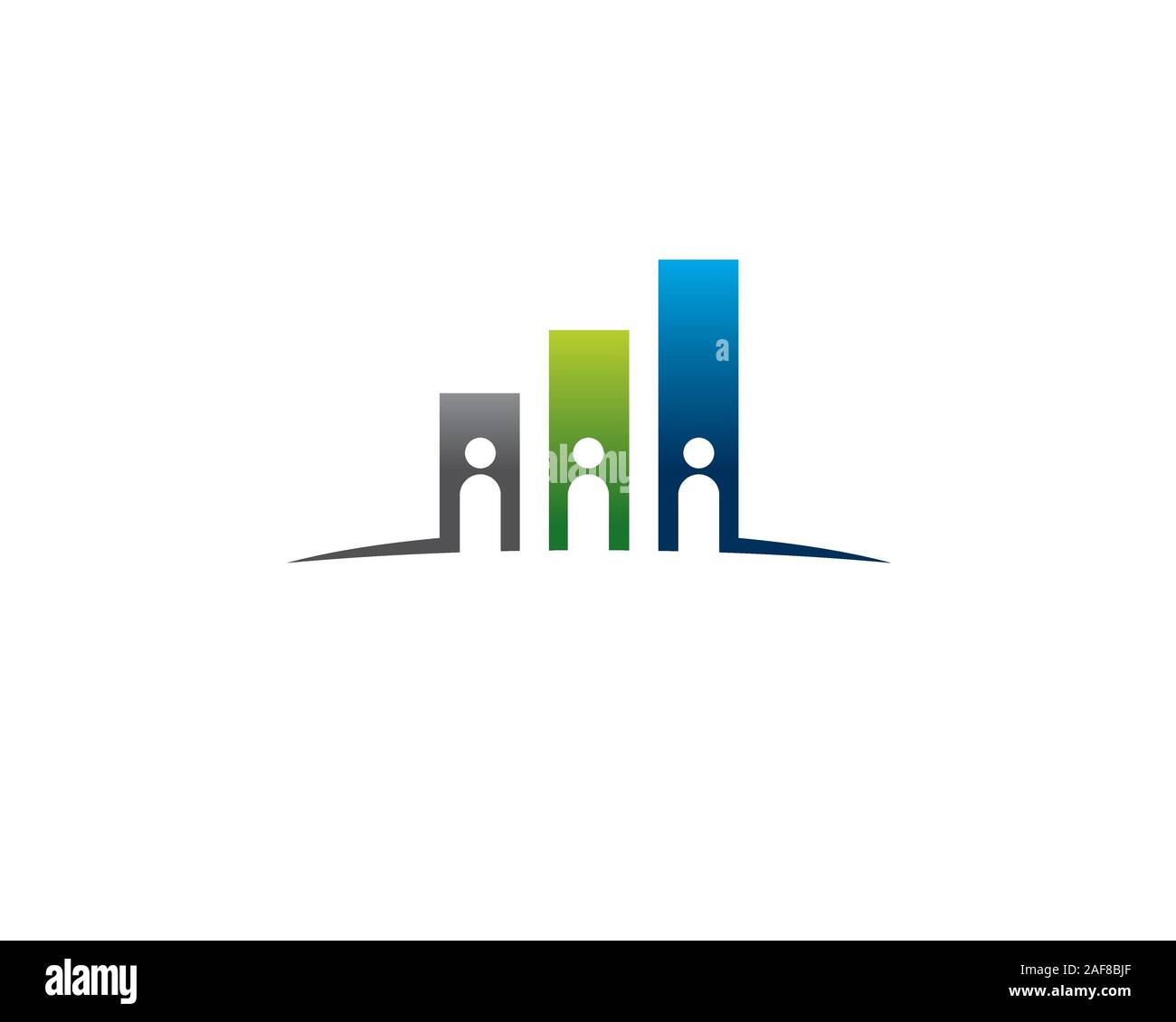 ascending graph bar indicating positive progress with human figures in ...
