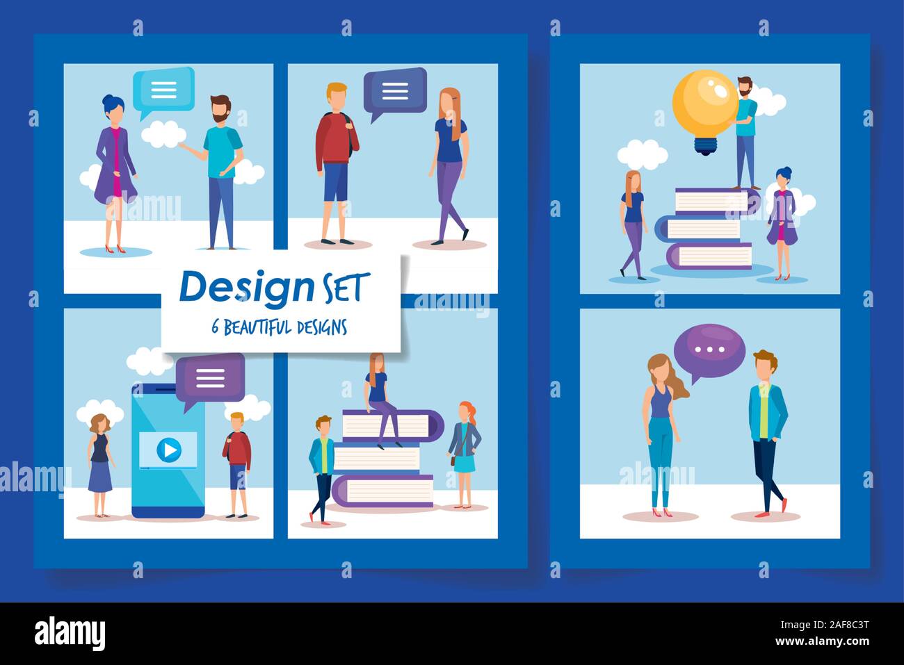 six designs of teamwork people and icons Stock Vector Image & Art - Alamy