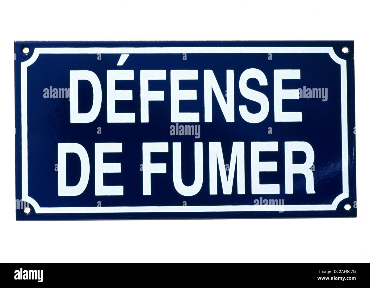 French sign asking customers to put out their cigarettes Stock Photo