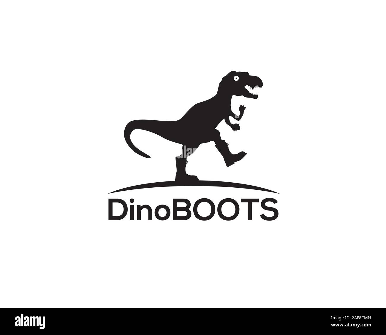 tyrannosaurus rex running chasing something and wearing boots shoes Stock Vector