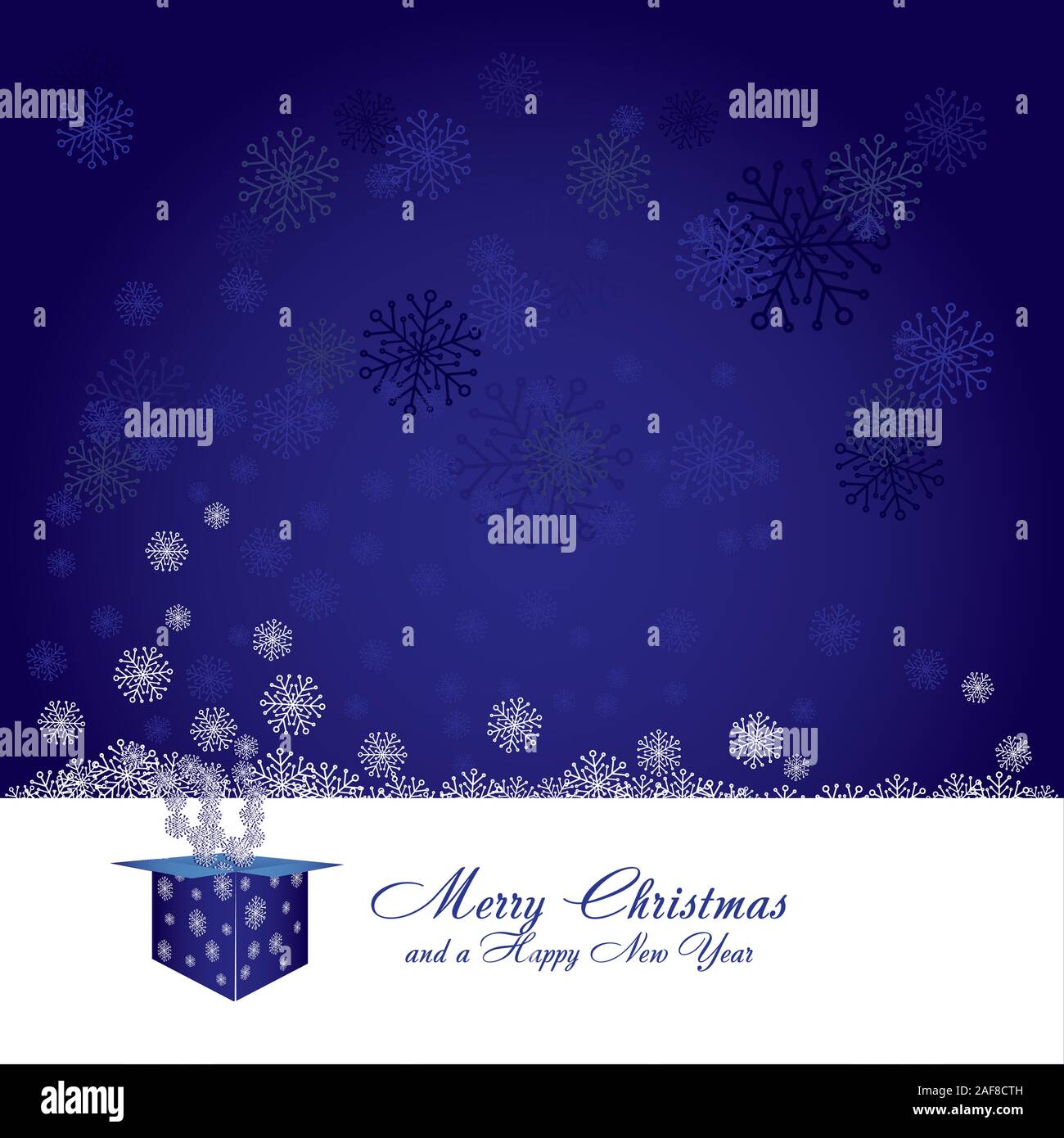 Blue christmas background with wave and snowflakes, vector illustration ...