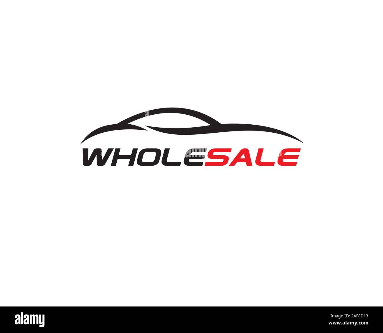 simple black sports car silhouette with wholesale text below Stock Vector
