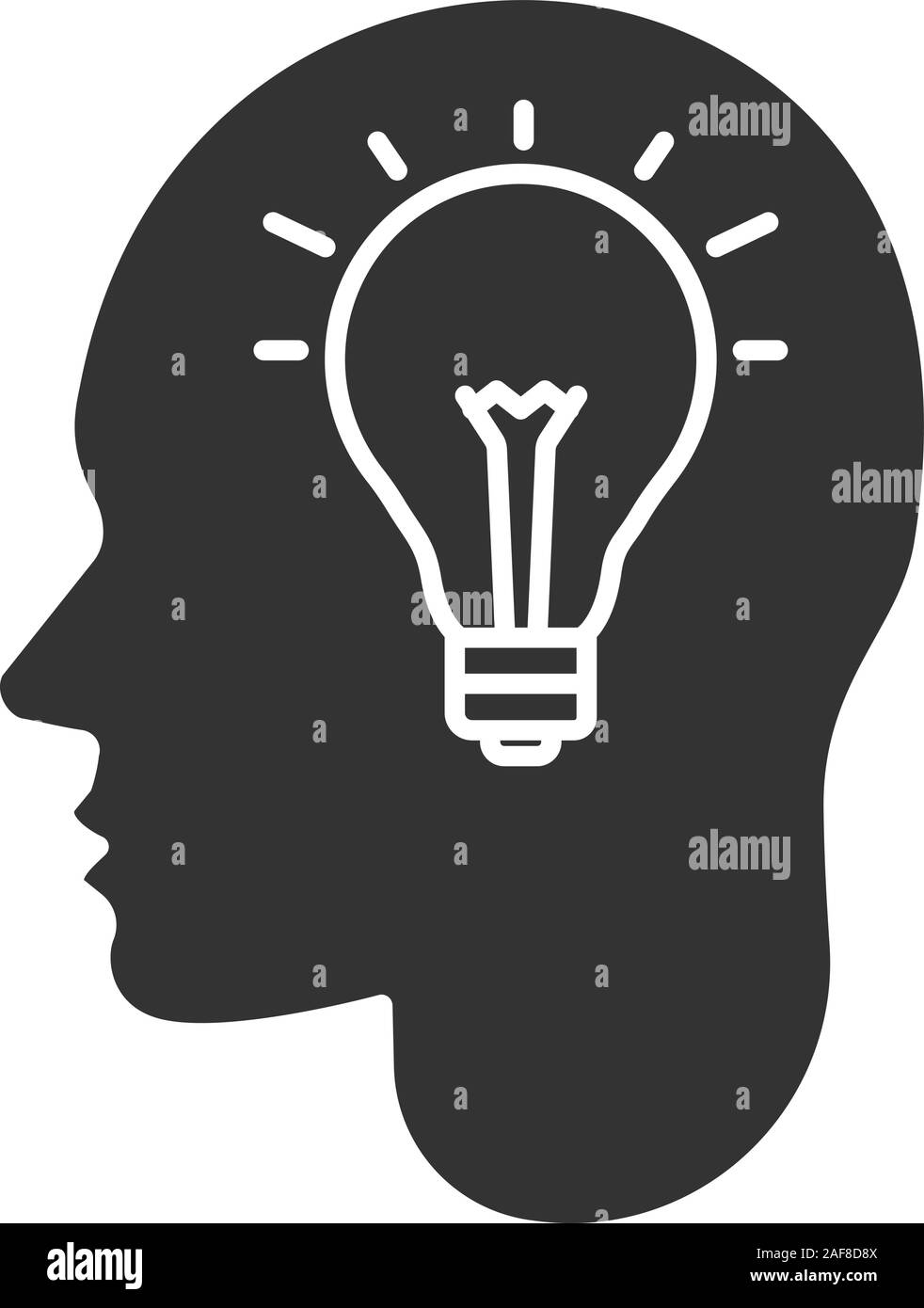 Human head silhouette light bulb Black and White Stock Photos & Images ...