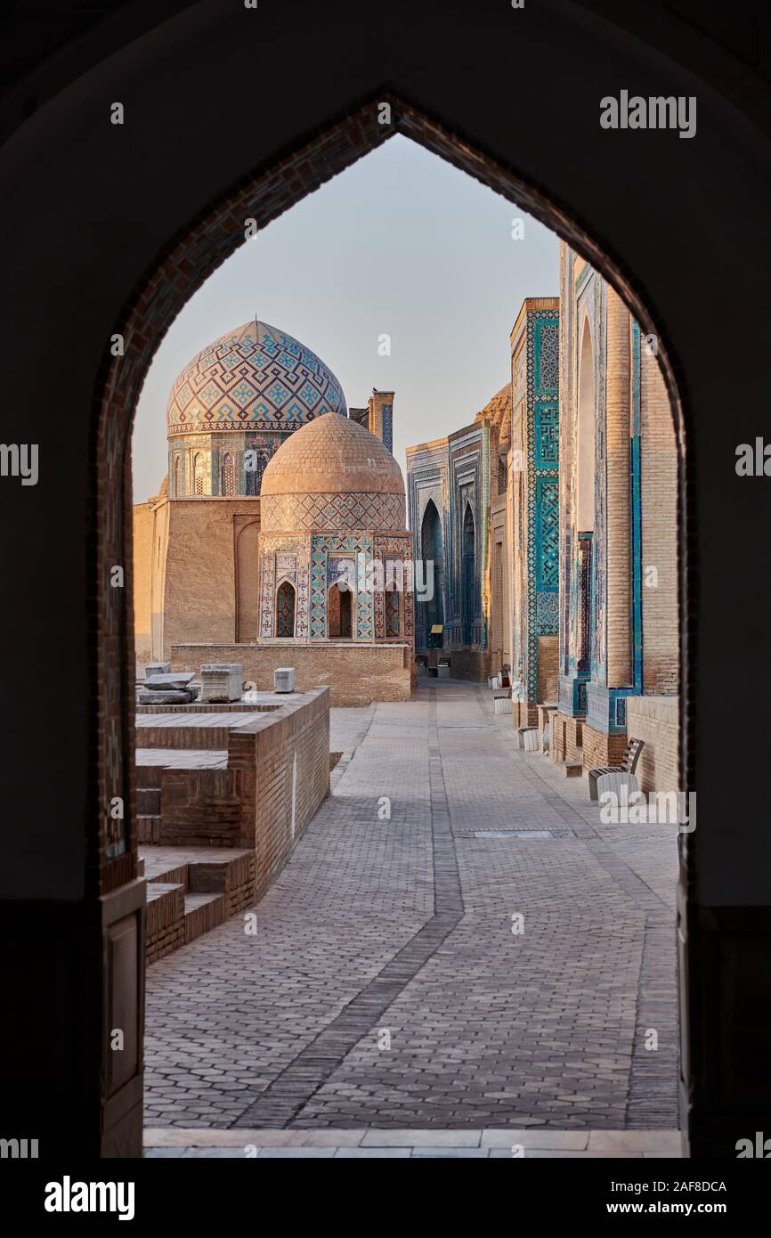 necropolis Shah-i-Zinda, Samarqand, Uzbekistan, Central Asia Stock Photo