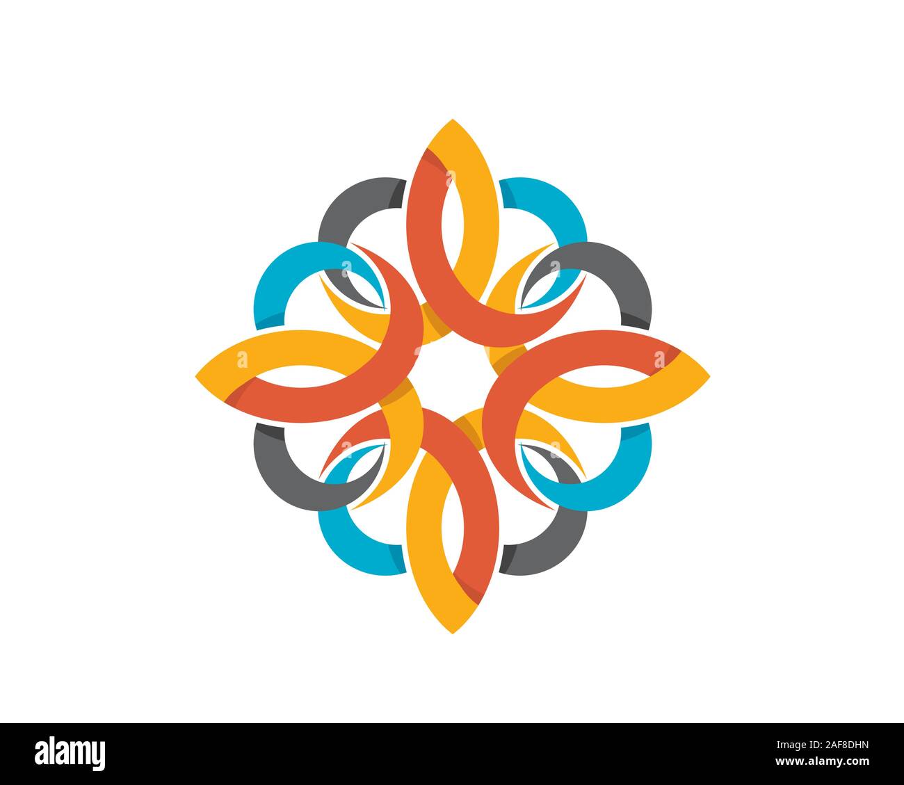 Quartogonal Blue Orange Flower Illustration Stock Vector