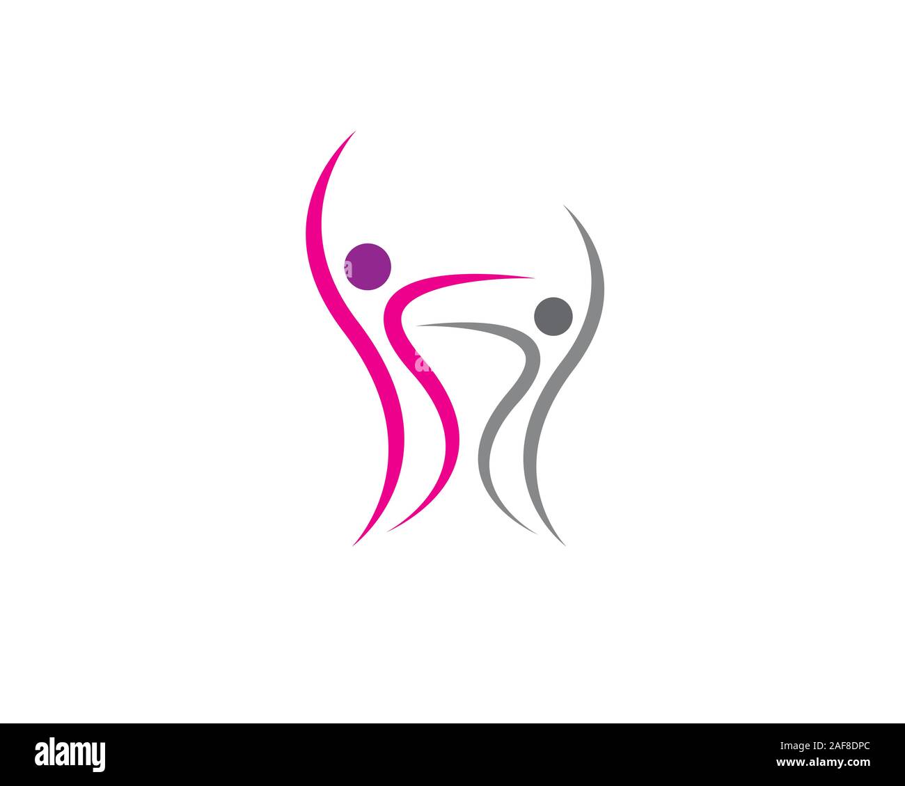 two simple swoosh figures dancing together in flat style Stock Vector