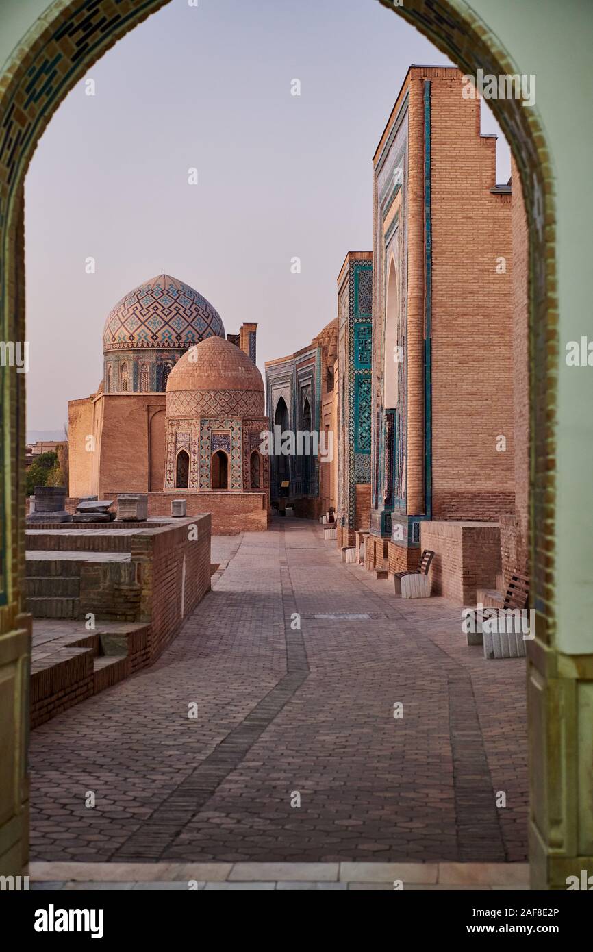 necropolis Shah-i-Zinda, Samarqand, Uzbekistan, Central Asia Stock Photo