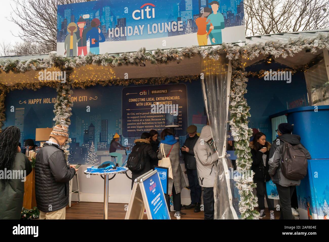 Citibank branding booth at the Union Square Holiday Market in New York on Wednesday, December 4, 2019. (© Richard B. Levine) Stock Photo