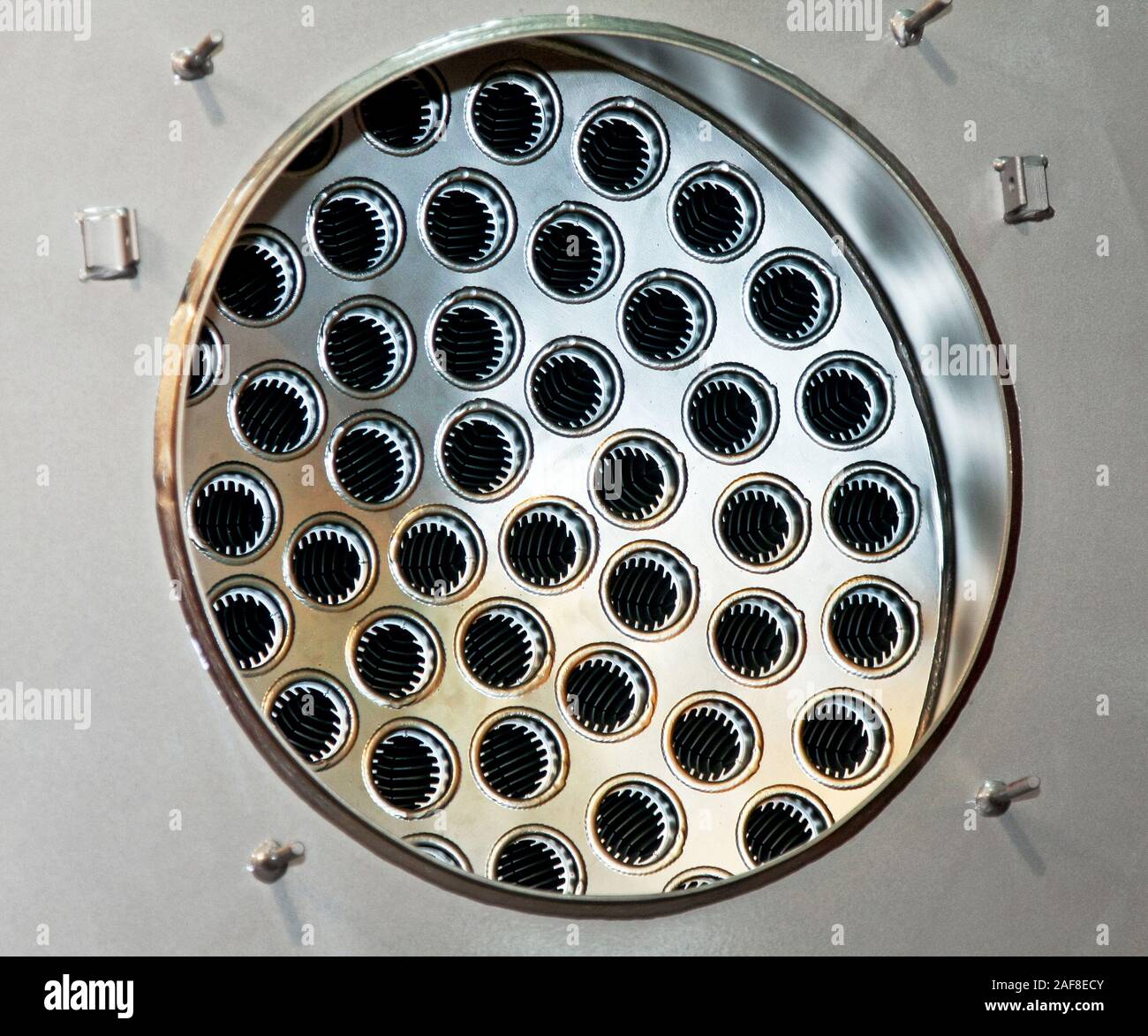 Close up shot of gas burner interior Stock Photo