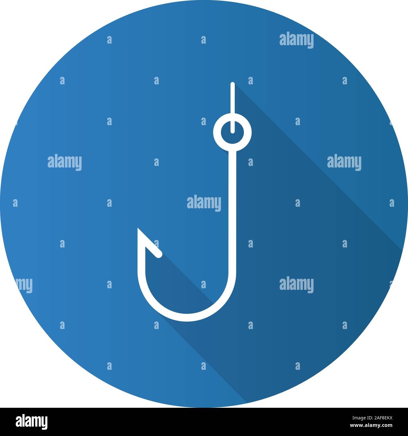 Hook flat design long shadow glyph icon. Fishhook. Angling equipment ...