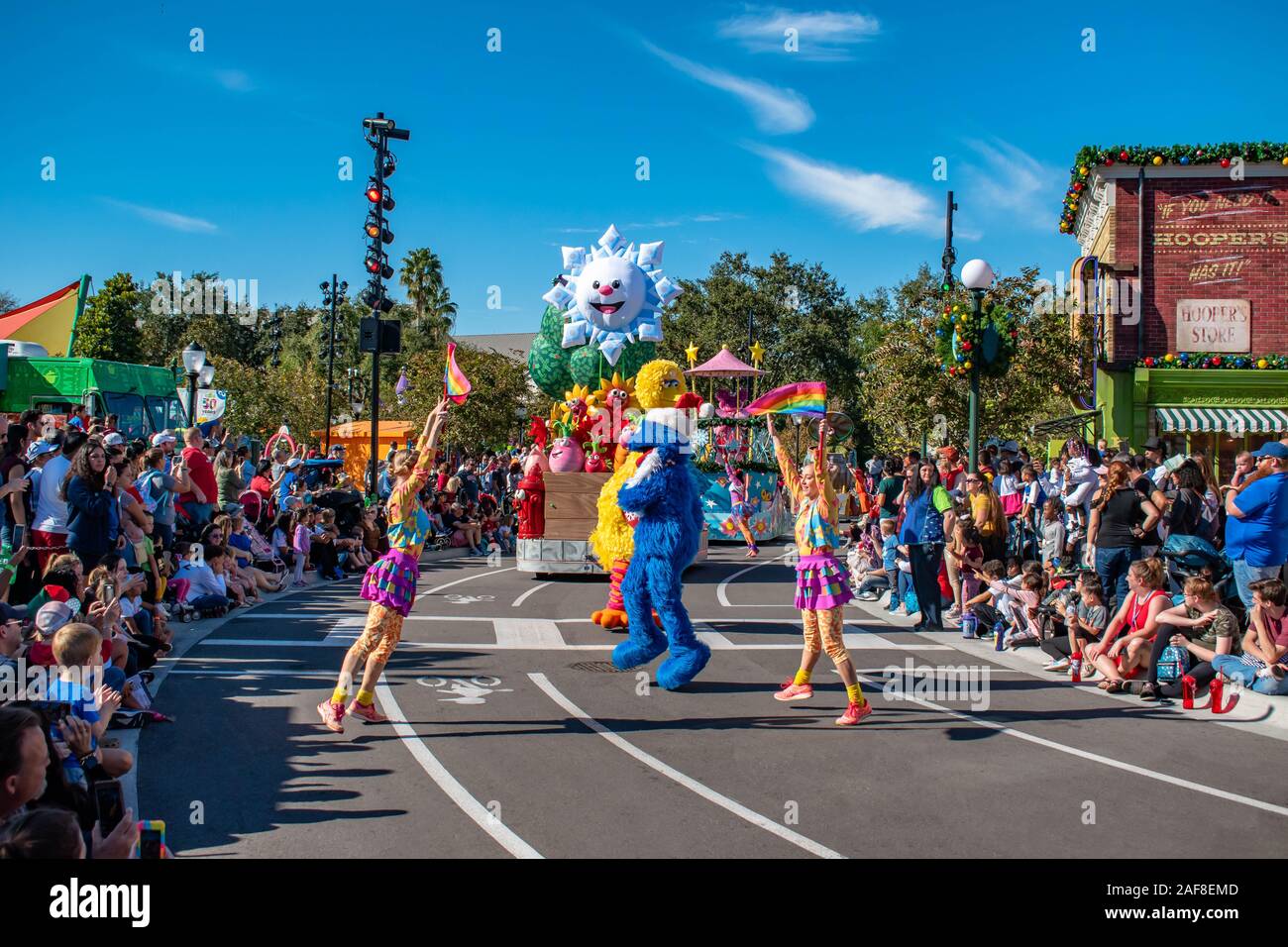 Orlando, Florida. December 07, 2019. Grover , Big Bird and dancers in ...