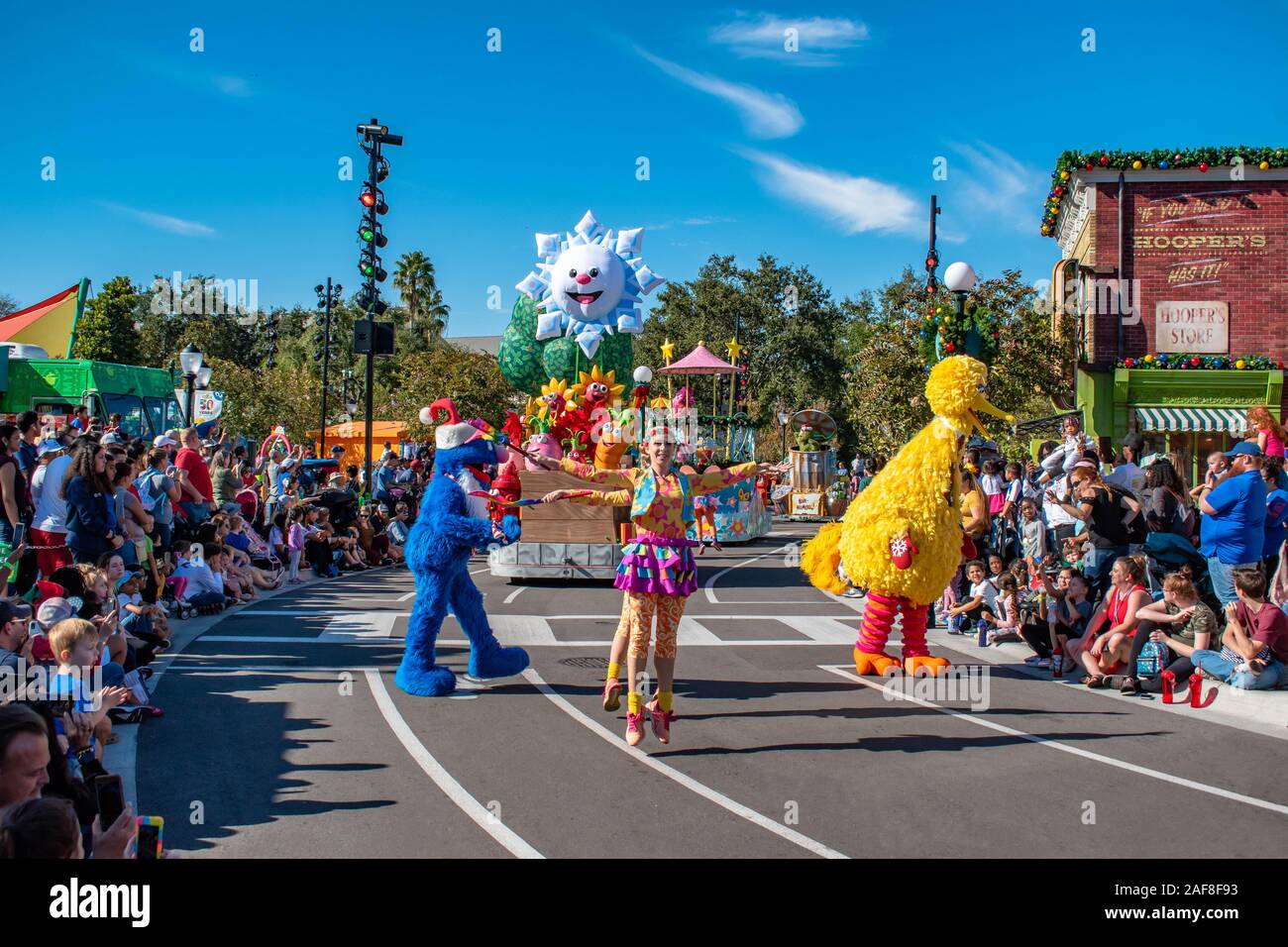Orlando, Florida. December 07, 2019. Grover , Big Bird and dancers in