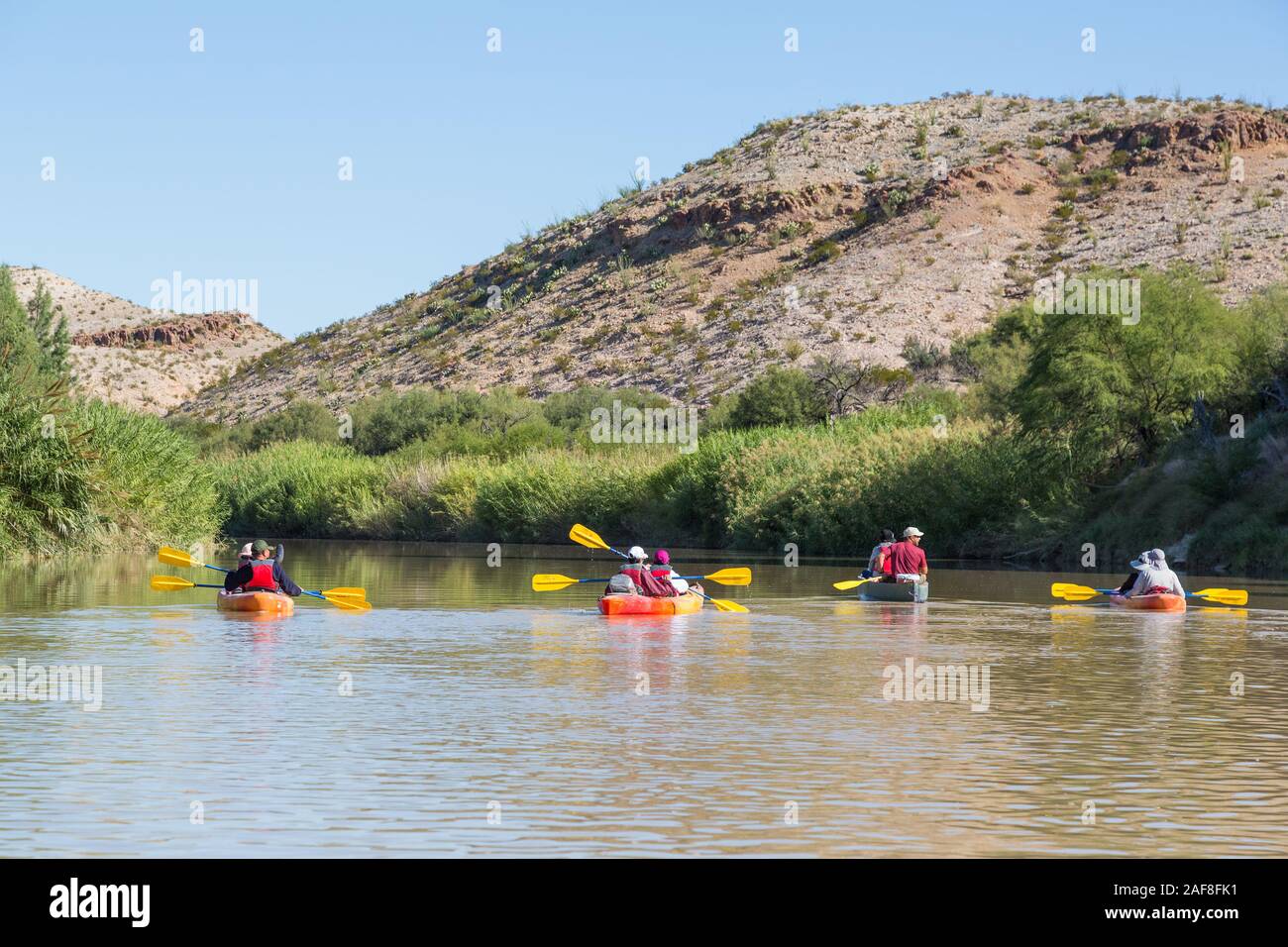 Canoeing on the Rio Grande River, Flowing Northeast near Rio Grande Village, Big Bend National