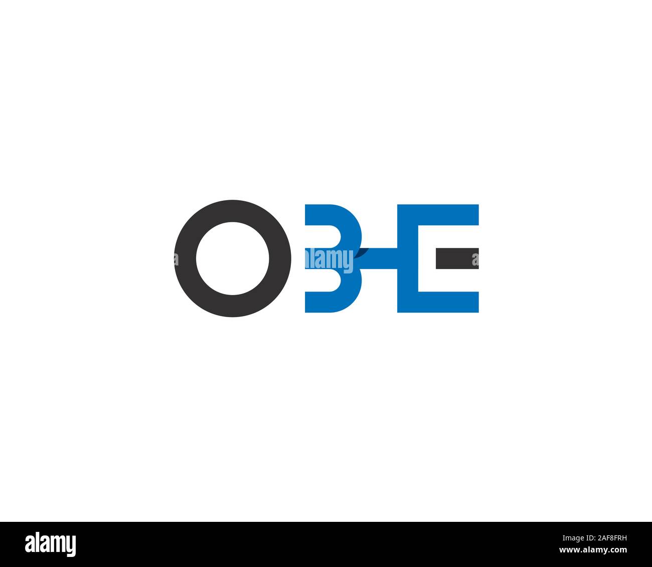 initial letter O B H E anagram shaping a human in vertical position logo Stock Vector