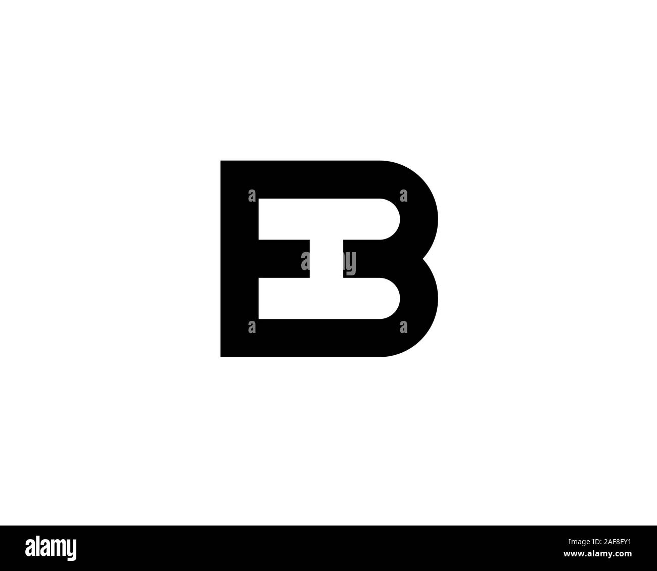 initial letter E B M ribbon negative space H anagram monogram flat logo Stock Vector