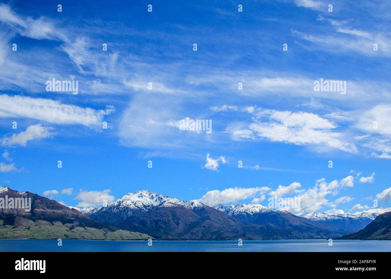 view of Lake Wanaka, near Wanaka, South Island, New Zealand Stock Photo ...