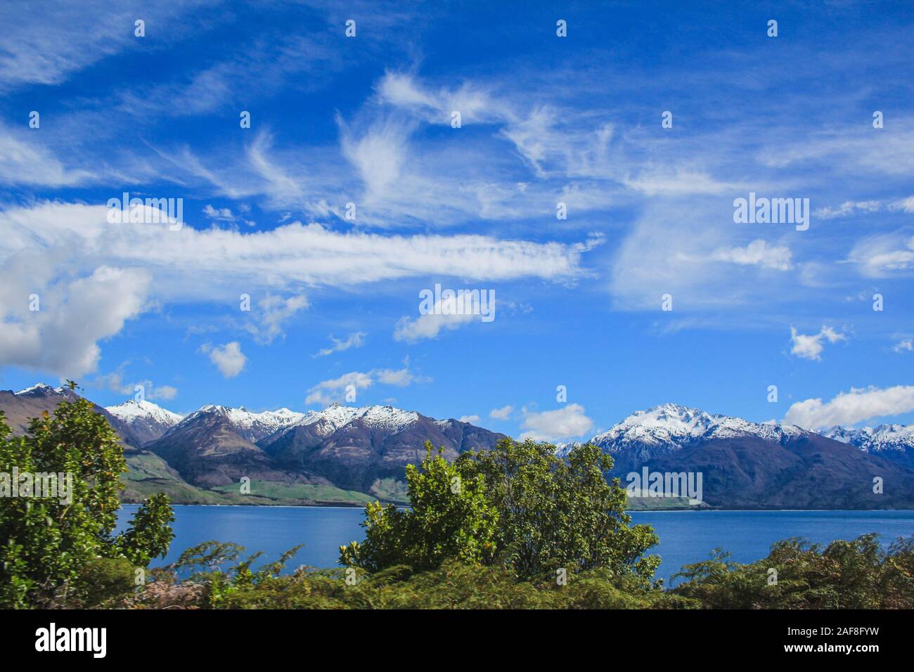 view of Lake Wanaka, near Wanaka, South Island, New Zealand Stock Photo ...