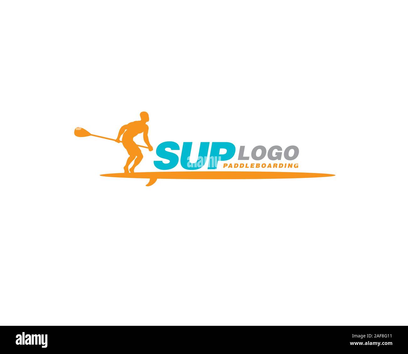 standing person on his board for SUP Paddleboarding Logo 3 Stock Vector