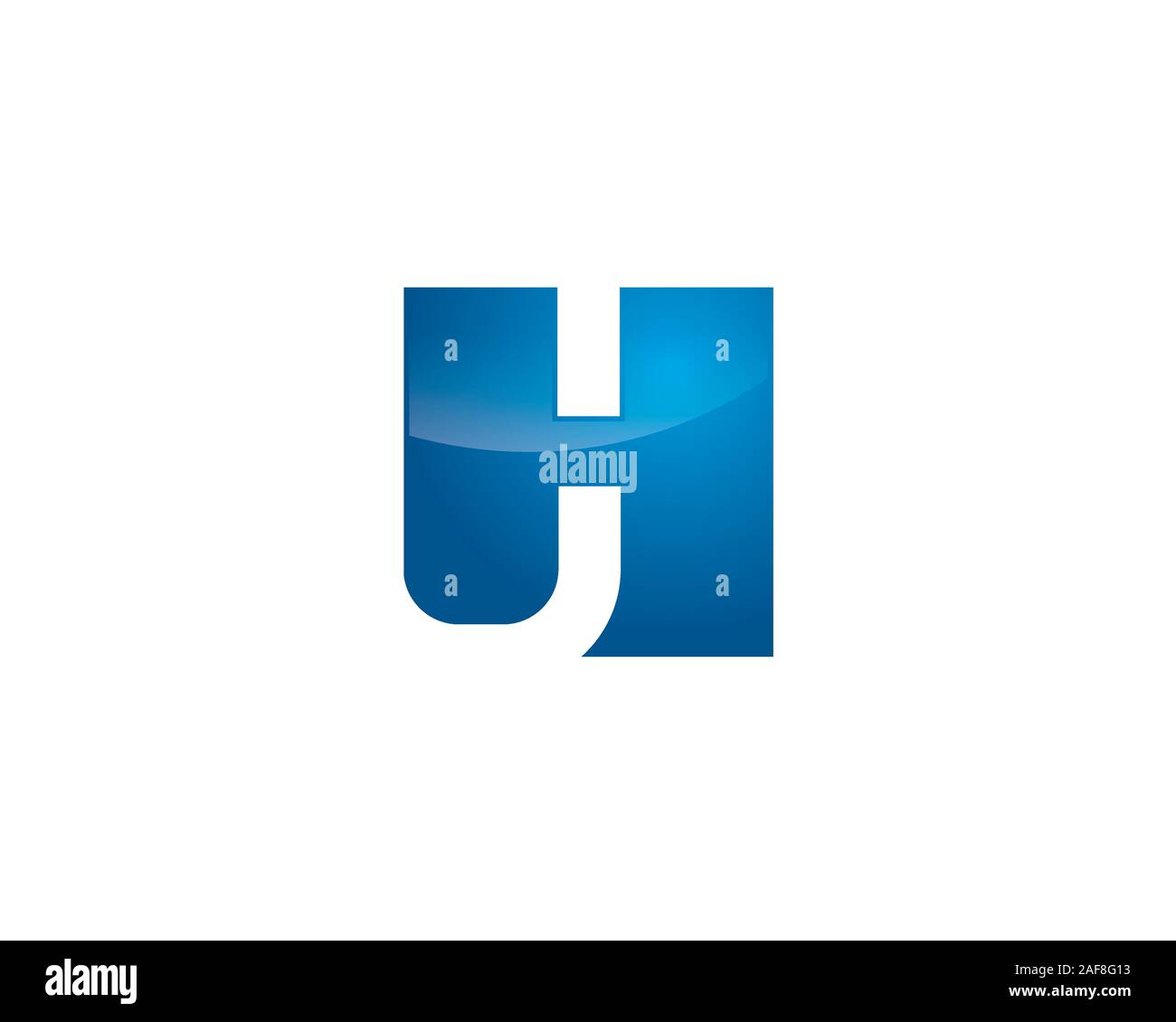initial letter H J U negative space anagram logo Stock Vector