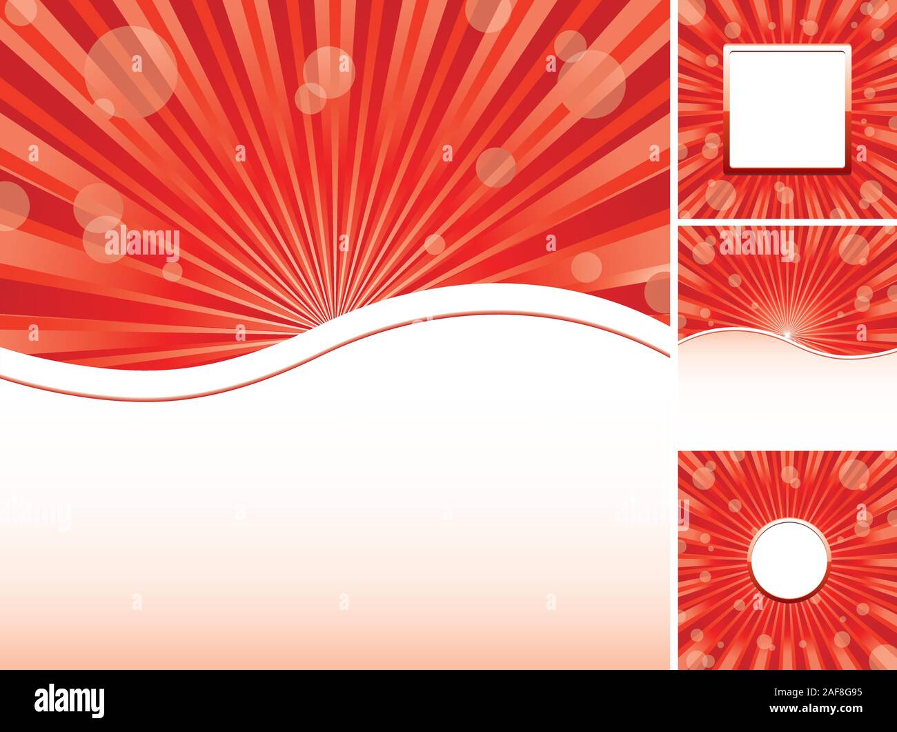 Set of red abstract background with strips and rounds, vector ...